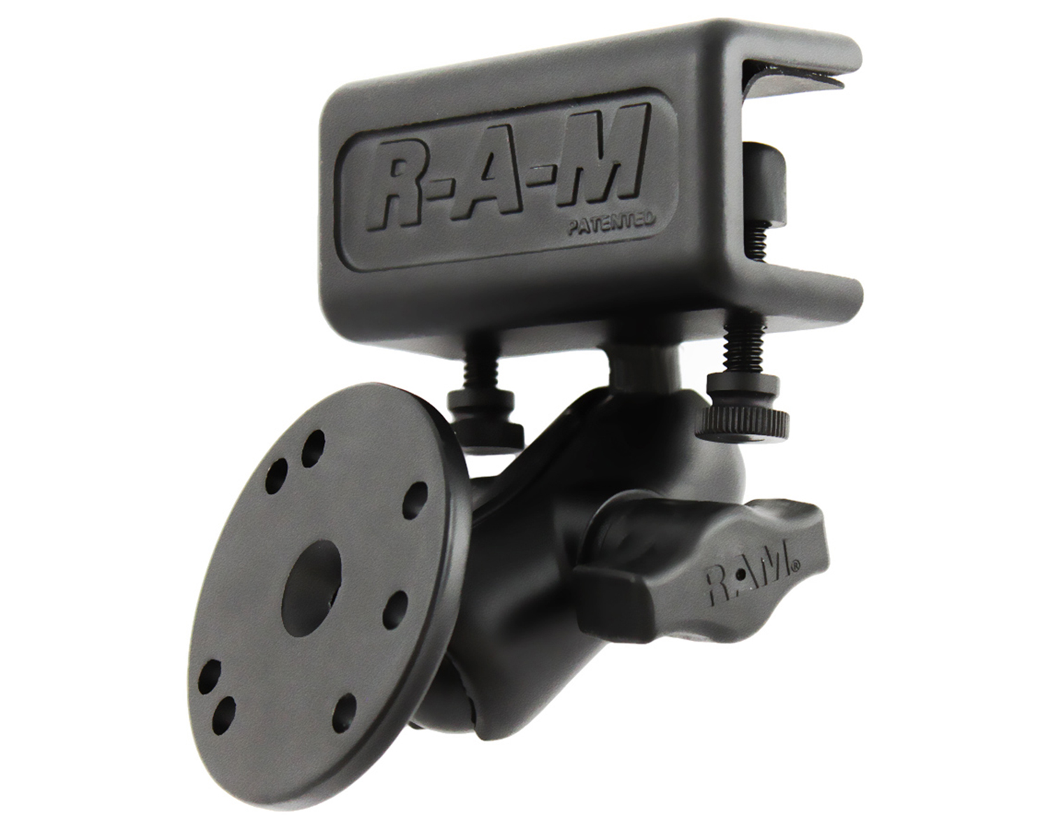 RAM® Tough-Claw™ Large Clamp Double Ball Mount with Round Plate – RAM Mounts